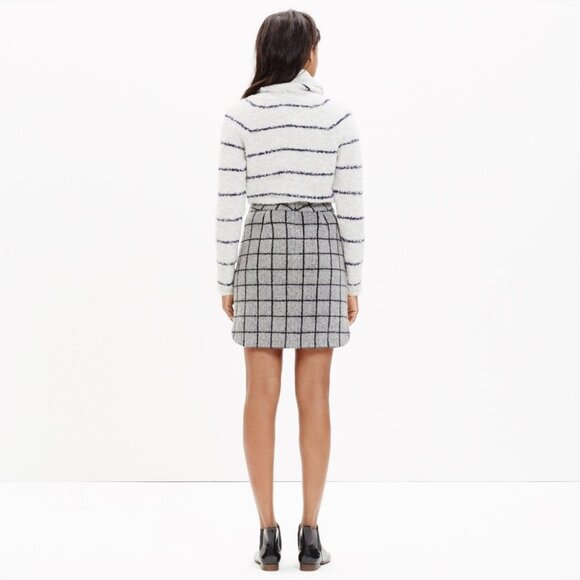 Madewell Wool Shirttail Mini Skirt Womens Size 0 Plaid Career-Wear Fleece Boho - Picture 4 of 12